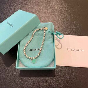 Tiffany Blue Heart Tag Bead Bracelet